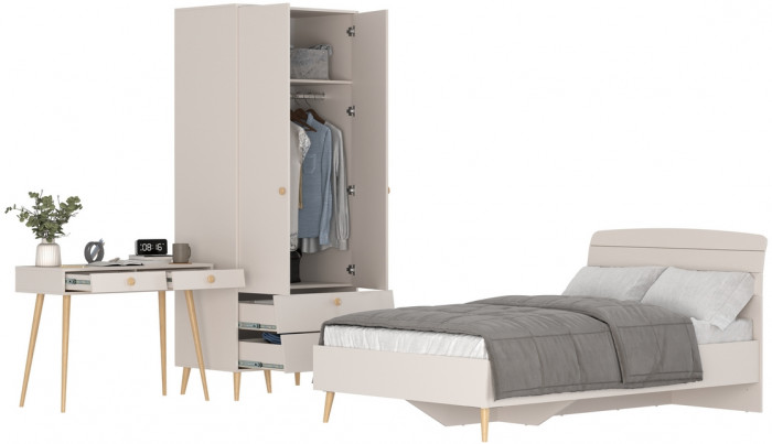 Афина Спальня 07-1200, цвет кашемир серый, сп.м. 1200х2000 мм., б/м, основание есть - фанера