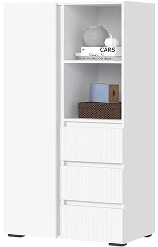 Хелен ШК 03 Шкаф (0,802х1,414х0,460) белый супермат, белый/белый