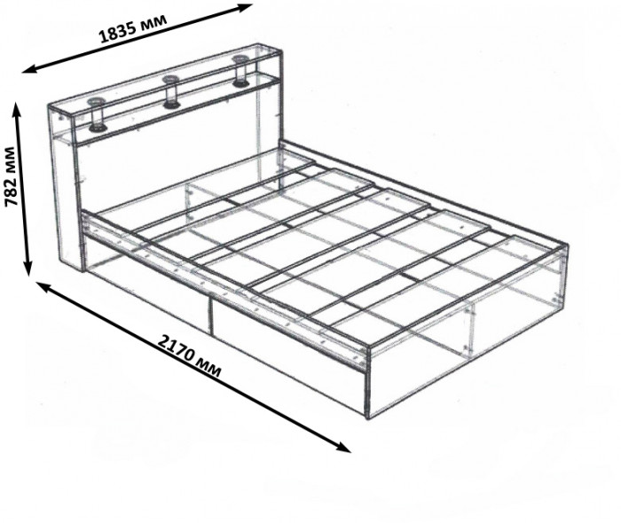 Камелия Кровать 1800, дуб сонома