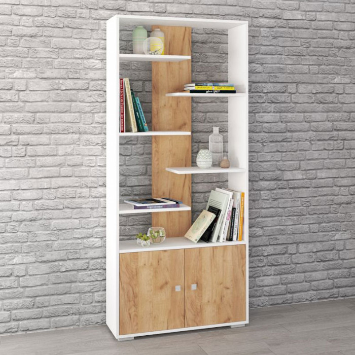 Стеллаж Ромео-4 (800*1800*250) белый/дуб крафт золотой