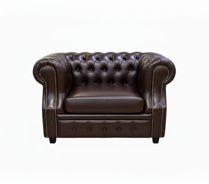 Кресло Честер ЛОФТ, экокожа, коричневый венге