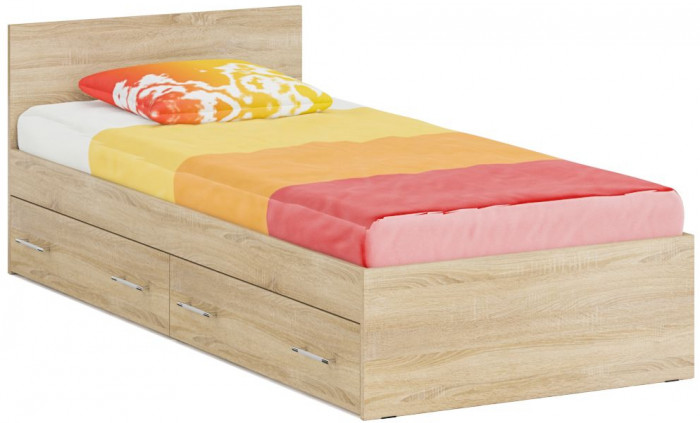 Кровать с ящиками 0900 + угловой шкаф Стандарт, дуб сонома