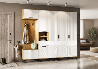 Флэш Прихожая, вариант №1, Браш вайт/Дуб крафт