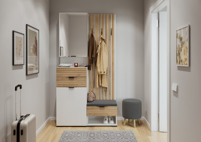 Прихожая Ома, набор №2, Белый/Дуб Тортуга, Simple 27