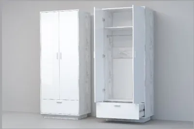 Эго Шкаф ШК-1 ПД (Глянец Белый/Бетон Светлый)