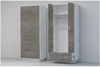 Эго Шкаф ШК-1 ПД (Камень Темный/Бетон Светлый)