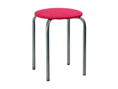 Табурет Комфорт серебро/к/з красный