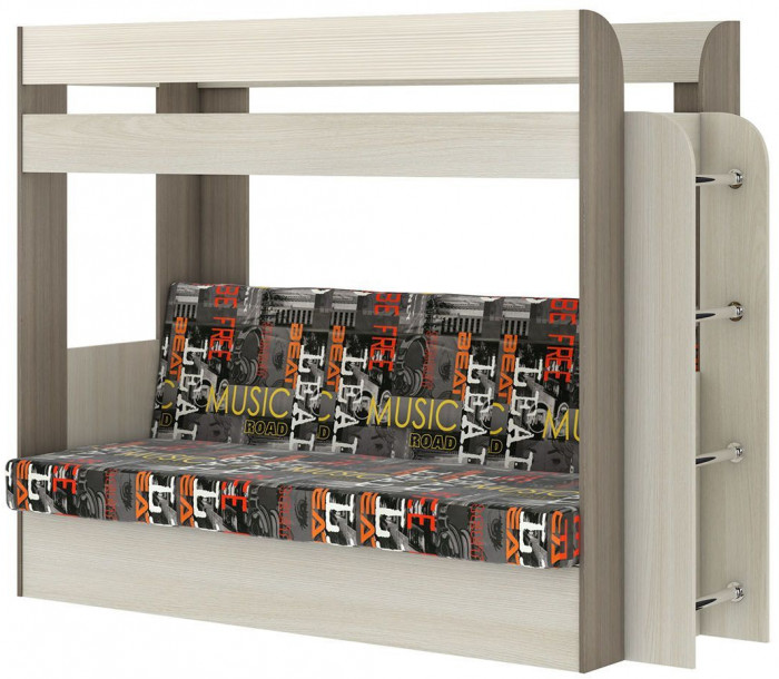 Карамель 75 кровать-диван Ясень Шимо Темный / Светлый / Ткань Музыка