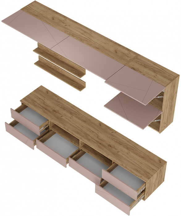 Гостиная "Камелия" ГС-01 Крафт/шарли пинк (MF13)