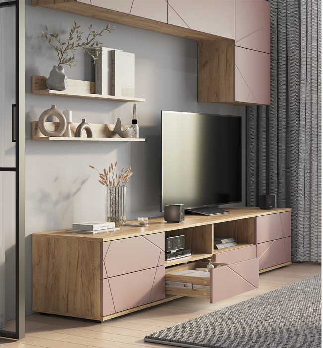 Гостиная "Камелия" ГС-01 Крафт/шарли пинк (MF13)