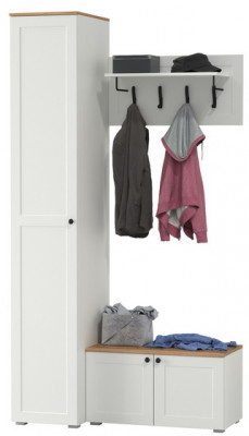 Остин Прихожая 25, белый шагрень/дуб крафт золотой