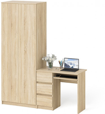 Мори компьютерный стол МС-6 левый + Шкаф МШ800.1, дуб сонома
