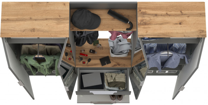 Октава Прихожая 25, серый графит/дуб крафт золотой/фасады МДФ серый графит