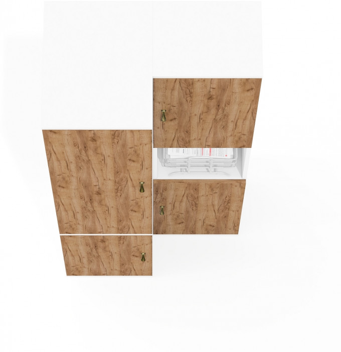 Лидер-8 Модуль Пенал + Пенал МД 23Б, цвет белый шагрень/крафт золото, ШхГхВ 80х50х190 см., универсальная сборка