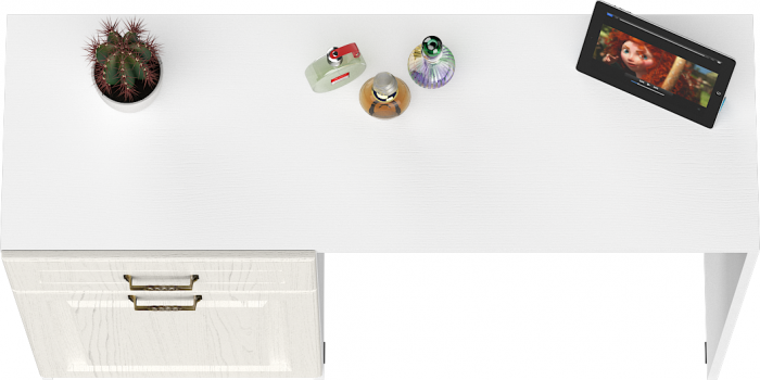 Ливерпуль Стол туалетный 12.46, цвет ясень ваниль/белый, ШхГхВ 119,8х41,3х82,3 см., НЕ универсальная сборка