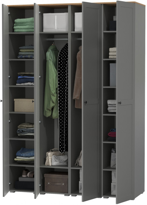 Остин 13.225 Шкаф-пенал 4 шт., цвет серый графит/дуб крафт золотой, ШхГхВ 160х54,3х229,6 см., универсальная сборка