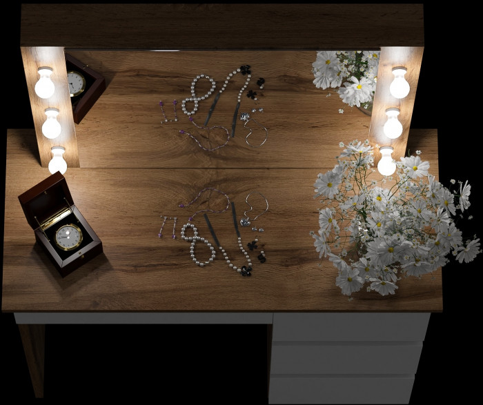 Стол косметический с подсветкой Сура, дуб вотан/белый