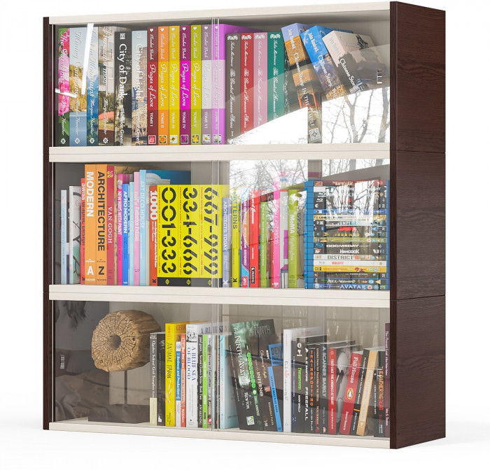 Три полки книжных С-МД-КН01, венге/дуб
