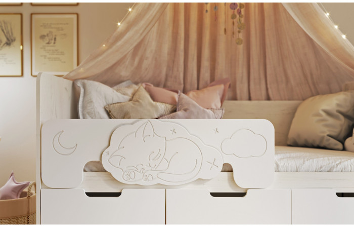 Юниор-4 Кровать 80х160 (Крафт белый, Шарли белый)