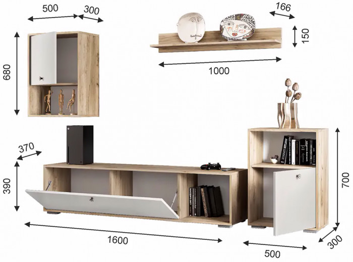 Гостиная "Нанси" дуб крафт серый/софт айвори