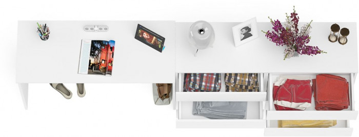 Мори письменный стол МСП1200.1 + Комод МК1380.6, белый