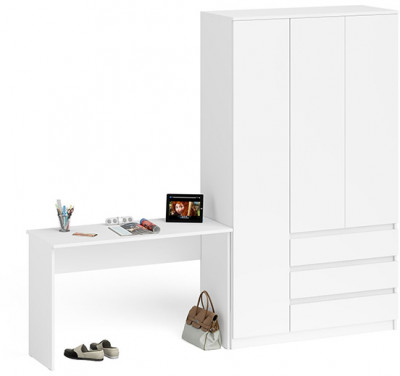Мори письменный стол МСП1200.1 + Шкаф МШ1200.1, белый