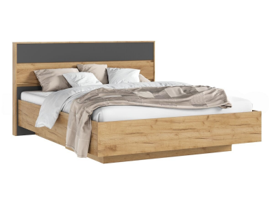 Роджинамиф Кровать парящая 160 с ортопедом дерево, графит/дуб крафт