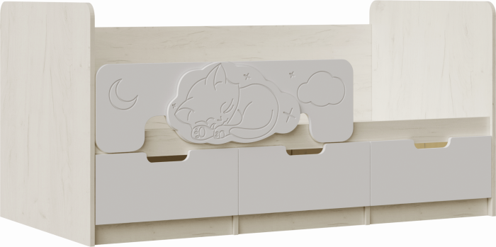 Юниор-4 Кровать 80х180 (Шарли белый, Крафт белый)