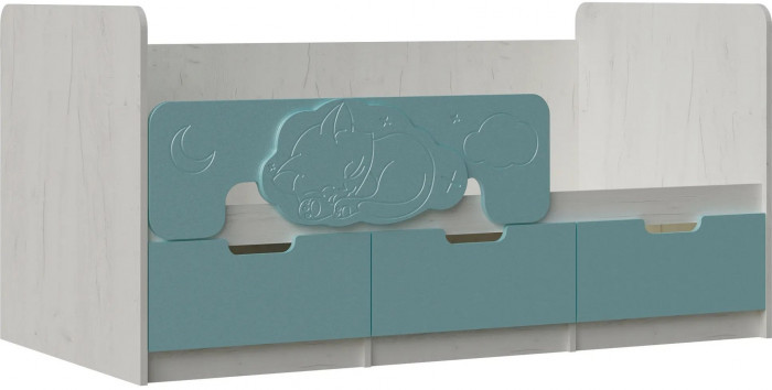 Юниор-4 Кровать 80х180 (Шарли белый, Крафт белый)