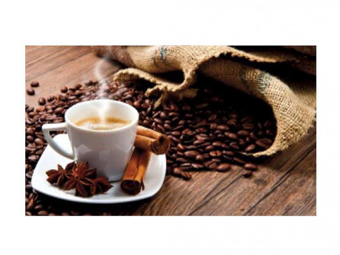 Симпл фотопечать стол обеденный раскладной / чашка кофе/дуб молочный/металлик