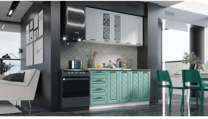 Кухня МДФ Агава 1600, антрацит