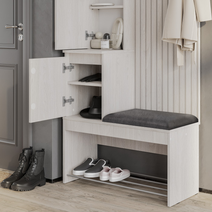 Прихожая "Лама" ПР-07 Ясень белый/Хром