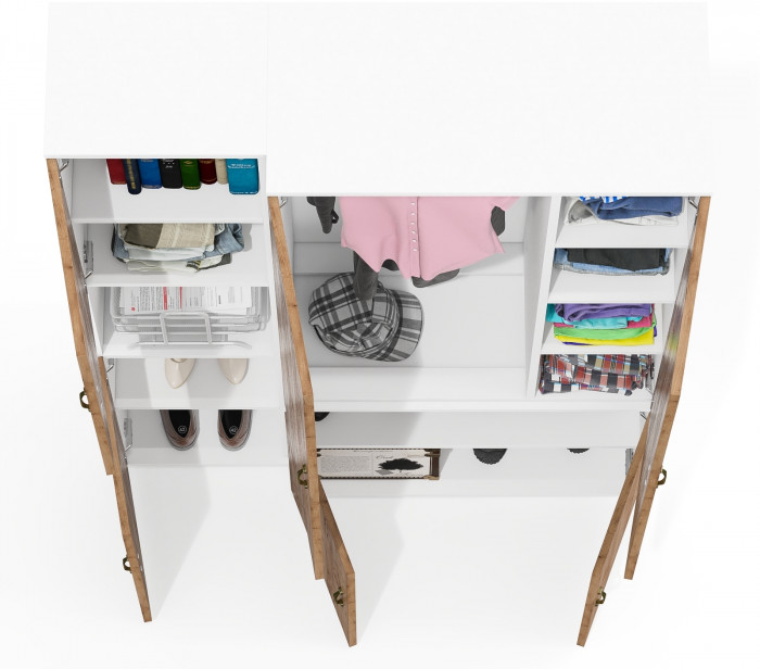 Лидер-8 Модуль Пенал + Шкаф МД 20Б, цвет белый шагрень/крафт золото, ШхГхВ 120х37,5х190 см., НЕ универсальная сборка