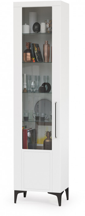 Валенсия Гостиная 13.218 Шкаф-пенал, ЛДСП белый шагрень/МДФ белый шагрень