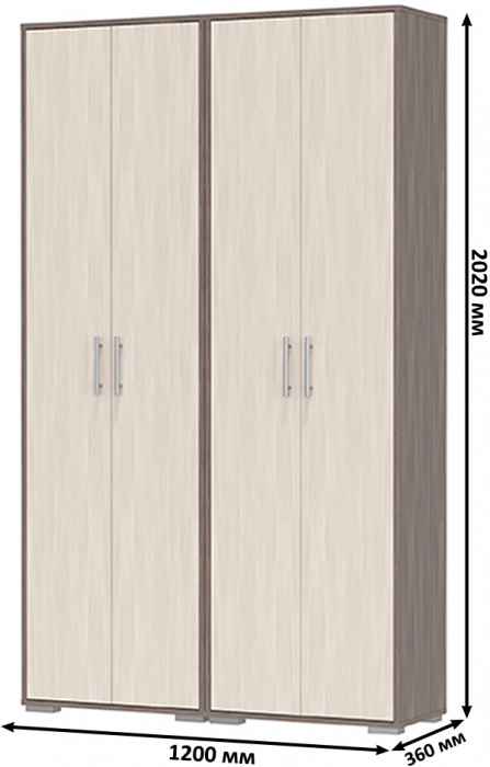 Два шкафа для одежды Домино 2-3430бод.тем/св, цвет бодега тёмный/бодега светлый, ШхГхВ 120х36х202 см.