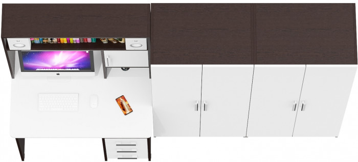 С-МД-СК9 Компоновка № 01, цвет венге/белый шагрень, ШхГхВ 242х70х160 см., НЕ универсальная сборка