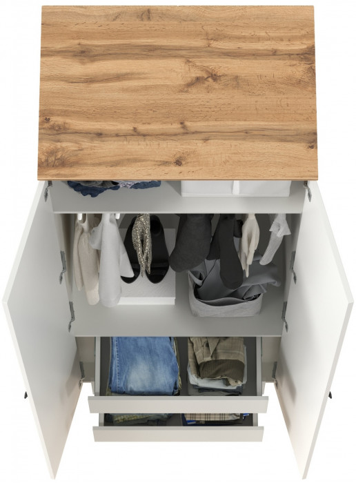 Остин 13.336.02 Шкаф для одежды(две двери), белый шагрень/дуб крафт золотой