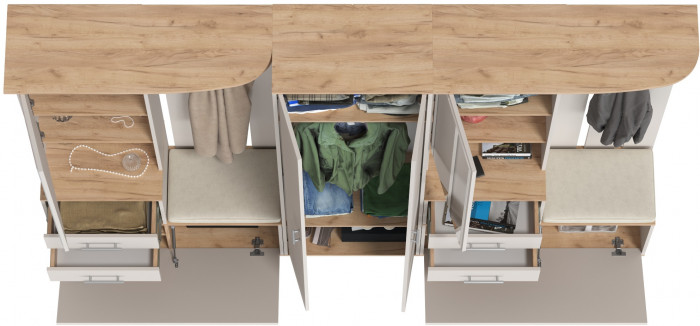 Прихожая Домино 3, дуб крафт золотой/кашемир серый