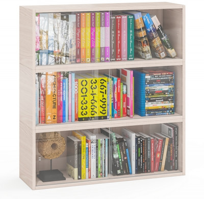 Три полки книжных С-МД-КН01, ясень шимо светлый
