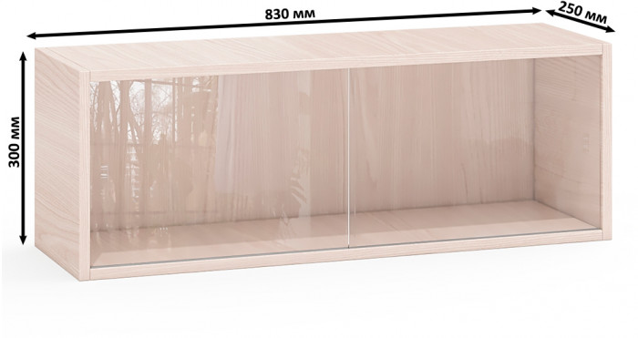 Три полки книжных С-МД-КН01, ясень шимо светлый