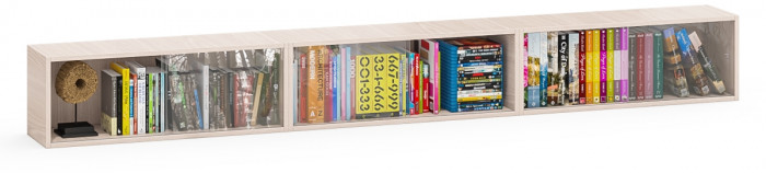 Три полки книжных С-МД-КН01, ясень шимо светлый