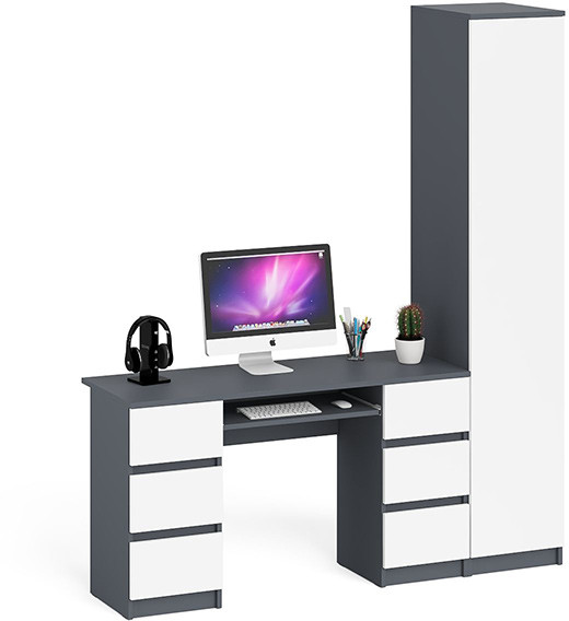 Мори Стол компьютерный МС-2 + Пенал МШ400.1, цвет графит/белый, ШхГхВ 175,8х50,4х209,6 см., универсальная сборка