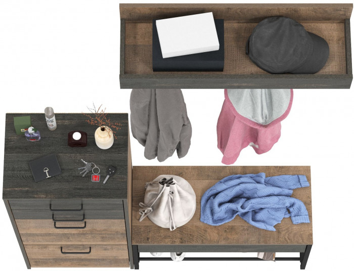 Трувор Прихожая 180, цвет дуб гранж песочный/интра, ШхГхВ 130х37х195 см., универсальная сборка