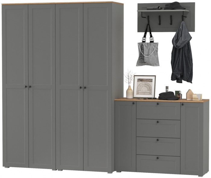 Остин Прихожая 27, серый графит/дуб крафт золотой