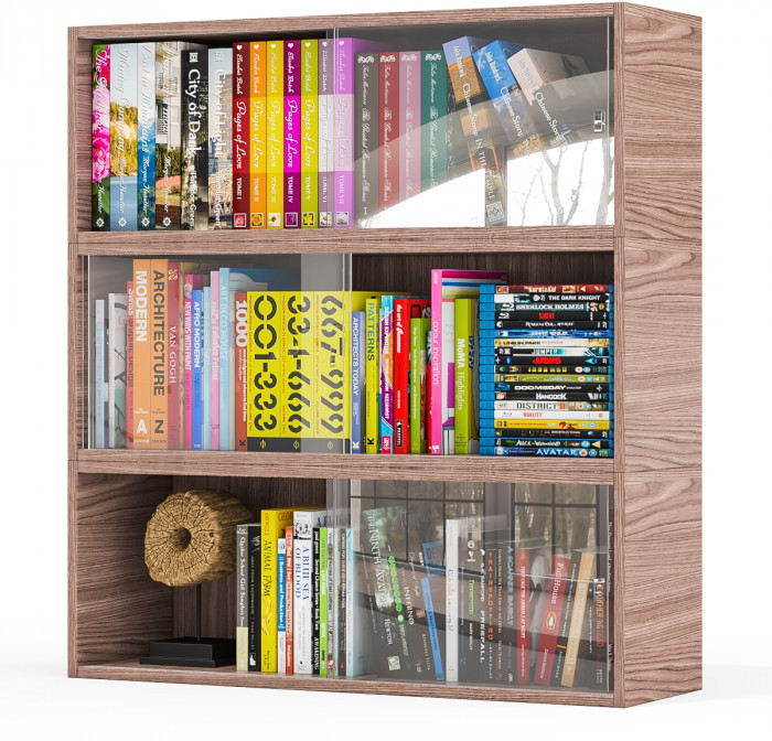 Три полки книжных С-МД-КН01, ясень шимо тёмный