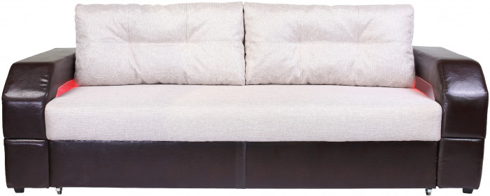 Диван-кровать Манчестер, еврокнижка, рогожка/экокожа, 150х195, бежево-коричневый