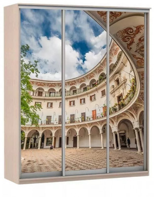 Шкаф купе Модерн 2076х450 3-х дверный 3-х секционный фотопечать №2 ясень