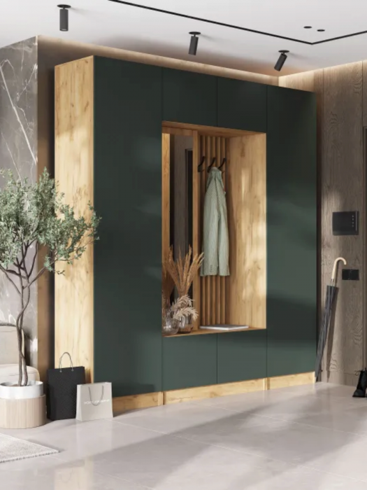 Модульная прихожая Роджина, Дуб крафт/Изумрудный