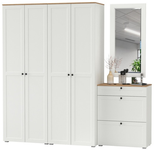 Остин Прихожая 28, белый шагрень/дуб крафт золотой