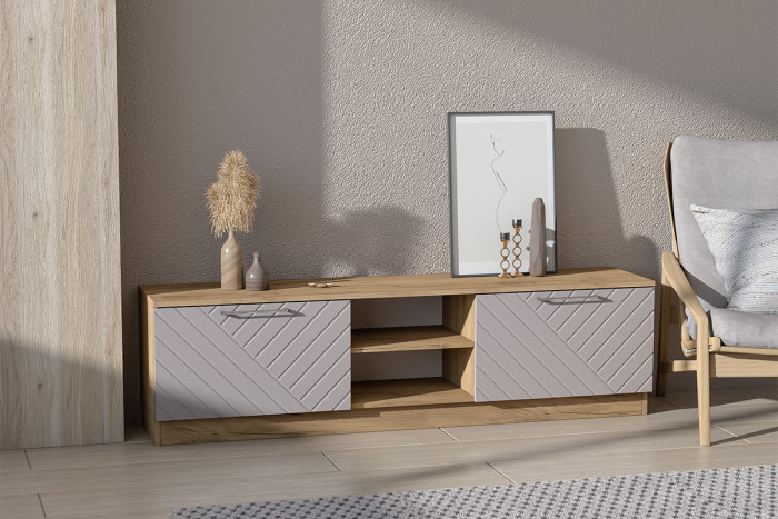 Тумба для ТВ-техники напольная "Иннэс-7", Крафт золотой/Грэй софт